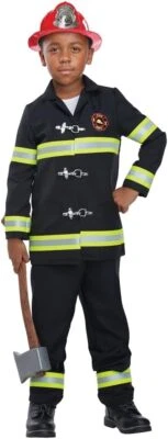 Disfraz para niño de Halloween de disfraz negro de bombero jefe de bomberos junior Foto 1 de 2