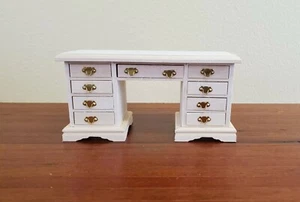 Dollhouse Kneehole Writing Desk with Drawers 1:12 Scale Furniture Unpainted Wood - Picture 1 of 4
