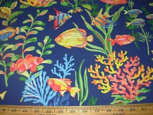 10 YDS COVINGTON DORY FISH CORAL COTTON DRAPERY UPHOLSTERY FABRIC FOR LESS - Picture 1 of 5