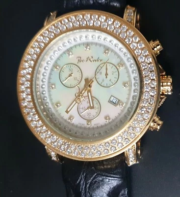 New gold tone Mens Joe Rodeo Junior chronograph 4.75  Ct.aprx.Diamond Watch jju - Image 1 of 4