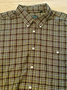 Orvis Button Down Shirt Men’s Sz XXL Wrinkle Free Brown Green Plaid Long Sleeve - Picture 1 of 9