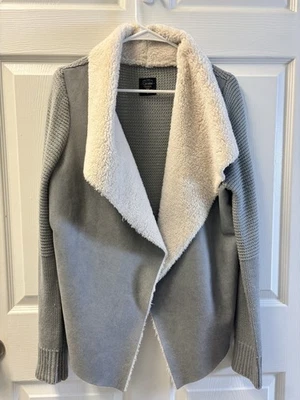 Cavalini Sherpa Lined Gray Waterfall Cardigan Size L - Image 1 of 4