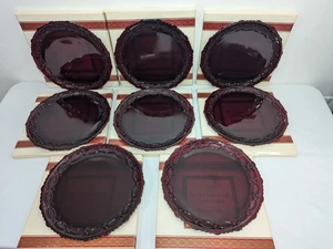 Avon 1876 Cape Cod Ruby Red Glass Vintage Dinner Plate Lot 10.75" Set of 8 - Picture 1 of 19