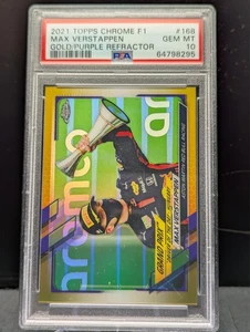 Topps Chrome F1 Max Verstappen #168 2021 refractor dorado púrpura PSA 10 - Imagen 1 de 2