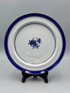 Antique 18th C Chinese Export Canton Blue Glazed Porcelain Floral Plate 9 1/2'' - Picture 1 of 6