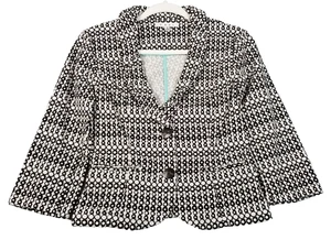 Chaqueta Blazer CAbi Mujer’s 2 Negro Blanco Lunares Manga Larga Botón Grande Trabajo Carrera - Imagen 1 de 14