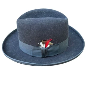 Chapeau fedora noir homme vintage Dobbs Fifth Avenue taille 7 3/8 - Photo 1/11