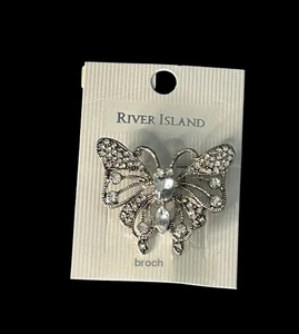 River Island Vintage Style Rhinestone Butterfly Brooch - Picture 1 of 4