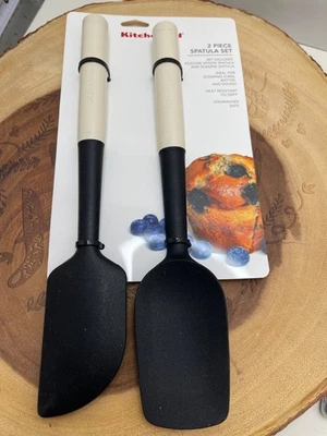 Kitchenaid Almond 2-Piece Silicone Spoon & Scraper Spatula Set Dishwasher Safe. - Image 1 of 4