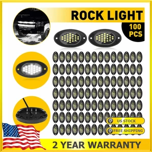 100 Pod LED Rock Lights Fit Offroad Jeep Boat Truck UTV Underbody ATV Lamp White - Picture 1 of 10