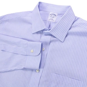 Camisa Brooks Brothers 1818 ajustada para hombre grande 16,5 x 35 rayas azules sin hierro - Imagen 1 de 9