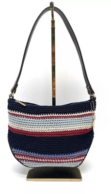The Sak Lucca Mini Crochet Shoulder Bag Red White Blue Striped Boho Patriotic - Image 1 of 4
