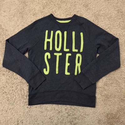 Hollister Sweater Women Medium Charcoal Heather Gray Embroidered Logo Sweatshirt - Image 1 of 4