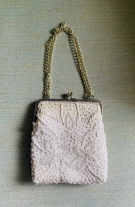 La Regale Elfenbein Perlen Handtasche Abendtasche Hochzeit Abschlussballtasche Kiss Lock *lesen* - Bild 1 von 8