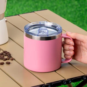 14Oz Stainless Steel Vacuum Insulated Coffee Mug with Handle - Leak-Proof Travel - Picture 1 of 12