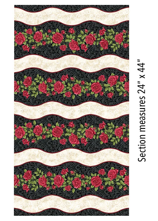 Festival of Roses Rose Flowers Pearl Stripe Cotton Fabric Benartex By The Yard - Image 1 of 1