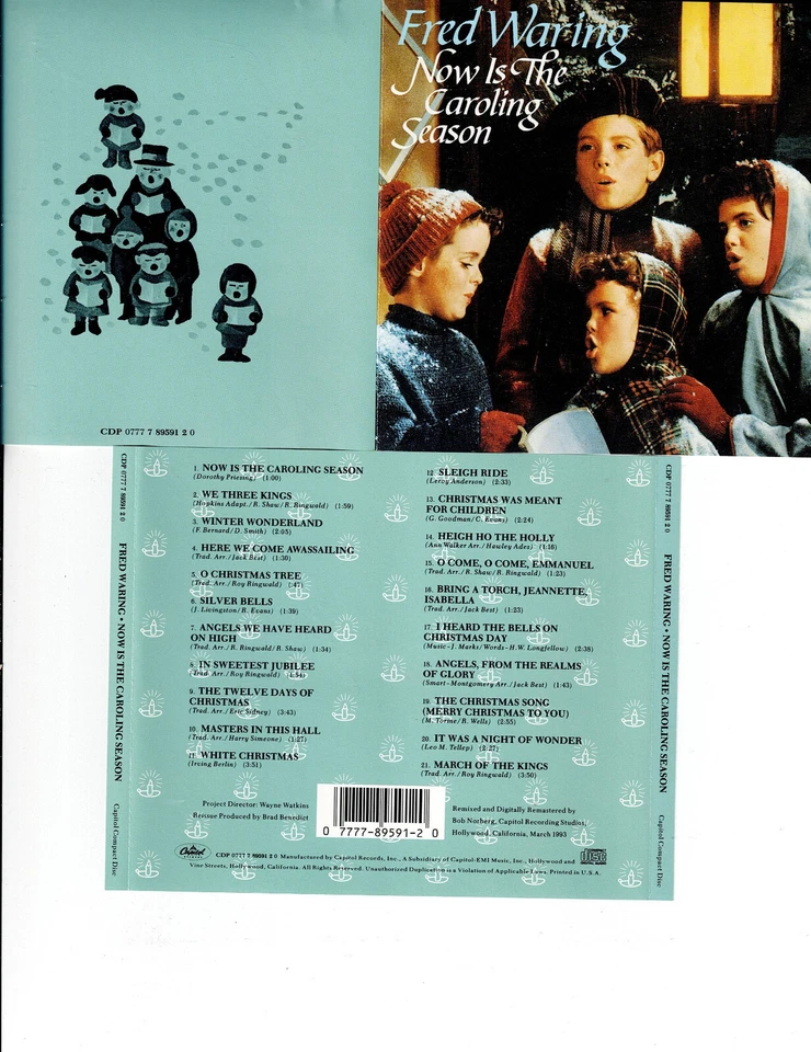 FRED WARING - NOW IS THE CAROLING SEASON (CD 1989)  *21 TRACKS* Foto 1 de 1