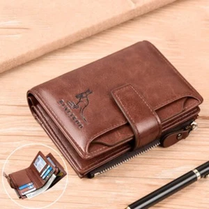 Fashion Men's Coin Purse Wallet RFID Blocking Leather Wallet Zipper Card Holder - Picture 1 of 36