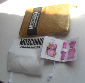 NEW Moschino Fragrances Makeup Cosmetic Bag Gold Glitter - Picture 1 of 4