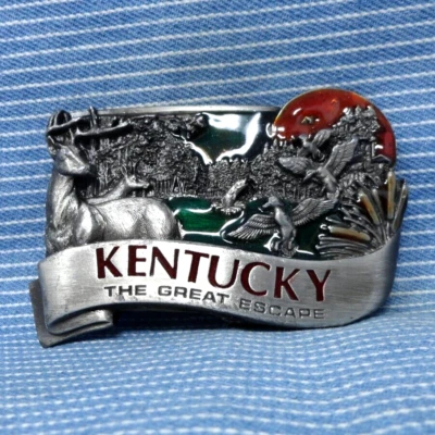 Пряжка Kentucky The Great escape Belt Wildlife Wetlands винтаж 80-е бергамот .TYC041 - Изображение 1 из 4