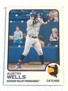 2022 TOPPS HERITIGE Austin Wells HUDSON VALLEY RENEGAD #114 New York Yankees - Picture 1 of 4