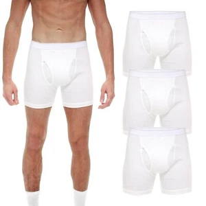 3 Pack Men's Big & Tall Combed Cotton Boxer Briefs Underwear XLarge Bright White - Picture 1 of 5