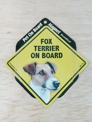 Letrero amarillo imán mascota a bordo "Fox Terrier a bordo" para vehículo Foto 1 de 3