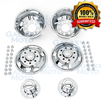 05-17 Ford F350 DUALLY Chrome 17" 8 Lug Wheel Simulator Liner+Center Caps Cover - Image 1 of 4