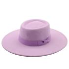 Men Women Wide Hat Bow Panama Felt Fedoras Brim Simple Church Derby Top Hats