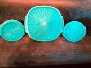 Rare Teal Tupperware Servalier Bowls with Lids- Set of 3 - Picture 1 of 6