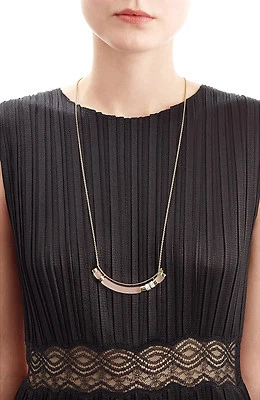 Alexis Bittar 10K Gold Plated Color-block Crescent Pink Lucite Bib Necklace  - Image 1 of 2