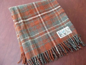Vtg Scotland Scottish Hebridean Rug wool blanket throw shawl Rust fringe 36x60 - Picture 1 of 5