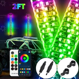 2Set 2ft LED Fat Whip Lights Thick RGB For ATV UTV Can-Am Maverick X3 Kawasaki - Foto 1 di 20