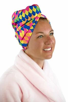 Toalla de pelo manos libres elegante envoltura turbante hecha de fibras 100% recicladas para Foto 1 de 4