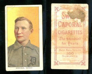 T206 Hughie Jennings portrait HOF ~~ FR condition ~~ Sweet Caporal 350/30 back