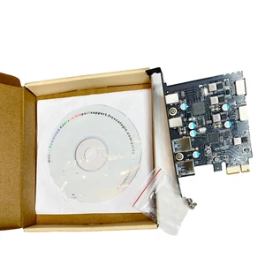 USB 3.X PCIe HOST CARD WITH DRIVER DISC AND HARDWARE SCREWS - NEW/UNUSED - Picture 1 of 3