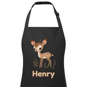 Delantal impermeable para niños Deer Bambi personalizado con cualquier nombre. Cocina artesanal para hornear niño niña - Imagen 1 de 12