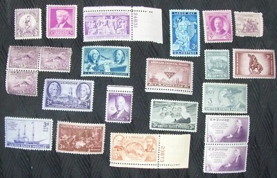Lot of 22 US vintage 3c stamps MH  (B) - Image 1 of 2