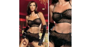 Black Polka Dot Dress Sheer Cut Out S M Leg Avenue UK Seller G String UK Seller - Picture 1 of 3