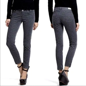 ADRIANO GOLDSHMIED SIZE 26R LEGGING ANKLE SUPER SKINNY BLUE WHITE DOTS STRETCHY - Picture 1 of 11