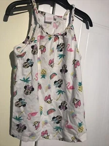 Disney White Vest Top with Minnie/ Daisy Pattern Age 6-7 - Picture 1 of 3