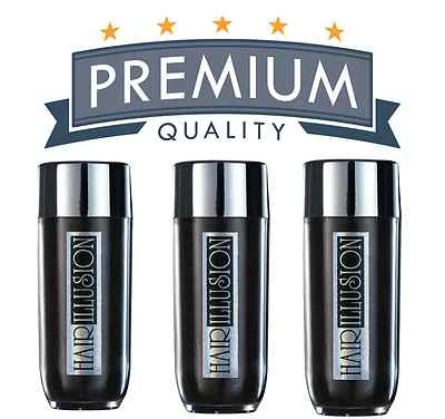 3x Fibras Cabello Humano Premium por HAIR ILLUSION-Naturales NEGRAS Fibras Calvas Cubrimiento Foto 1 de 4