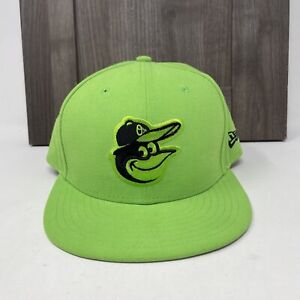 Baltimore Orioles Hat Cap Fitted Mens 7 1/4 Green Logo MLB Baseball New Era Flat