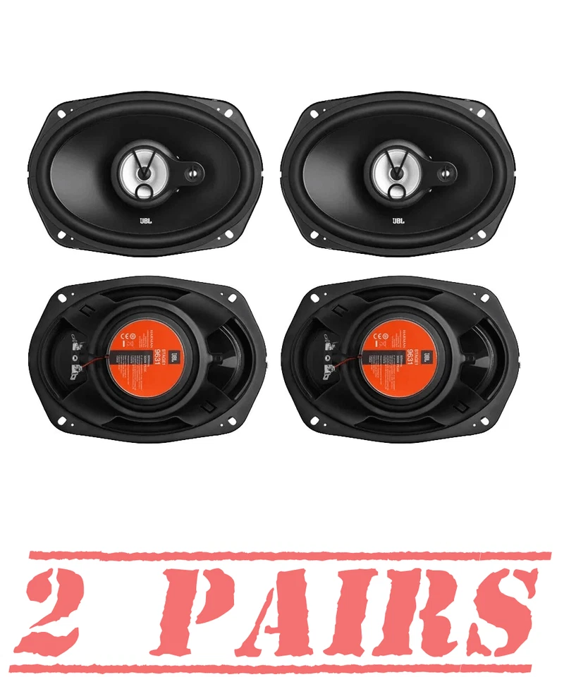 4)JBL Stage1 9631 6"x9" inch 300W 3-Way Car Audio Coaxial Door Speakers - Image 1 of 3