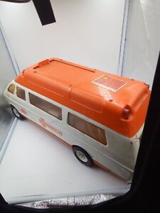 Vintage Tonka Pressed Steel Ambulance Rescue Vehicle Van Truck Orange White 