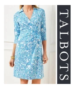 Vestido Talbots Azul Paisley Elástico Envolvente Talla Grande Nuevo con Etiquetas $149 - Imagen 1 de 10