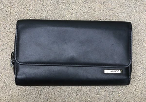 Vintage MUNDI Genuine Leather Wallet Trifold Women's Black Card Holder - Picture 1 of 10