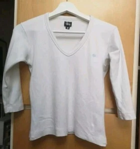 Vintage Stussy top t-shirt size m - womens inter lock ss logo CA#28629 - Picture 1 of 10