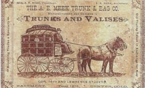 A.E. Meek Trunk & Bag Co. Marker Label steamer print chest decal sticker antique - Picture 1 of 1
