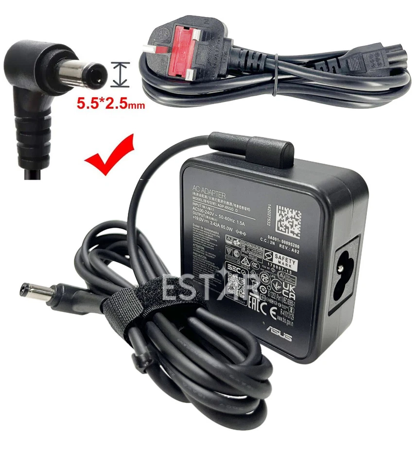 Genuine ASUS 19v 3.42a 65w Adp-65gd D 5.5mm Tip Power Adapter Laptop Charger